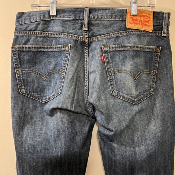 Levis 527 Mens Blue Dark Washed 100% Cotton Straight Leg Denim Jeans Sz 34x32 - Picture 4 of 14